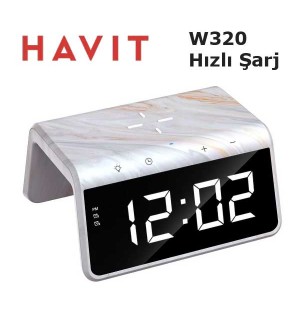 HAVIT W320 Hızlı Wireless Şarj Saat Gece Lambası Bej